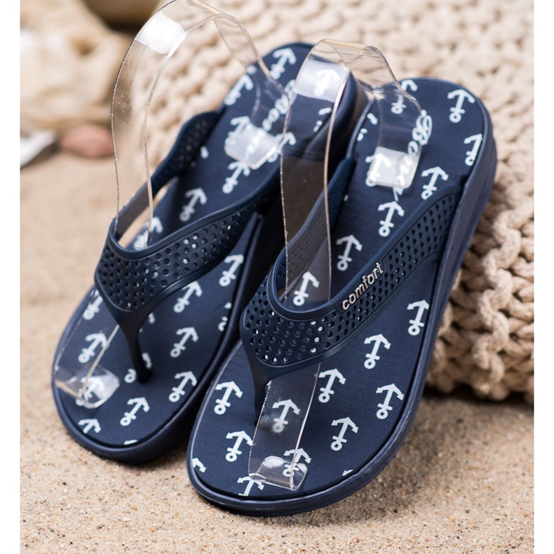 Bona Bequeme marineblaue Flip-Flops 1