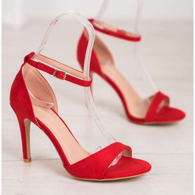 SHELOVET Klassische Wildleder-Heels rot 1