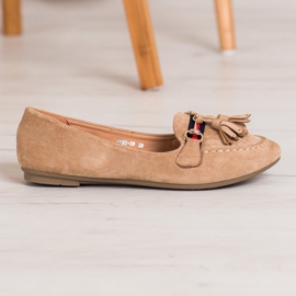 SHELOVET Beige Slipper mit Fransen 1