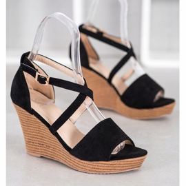 Small Swan Schwarze Wildleder Wedges 1