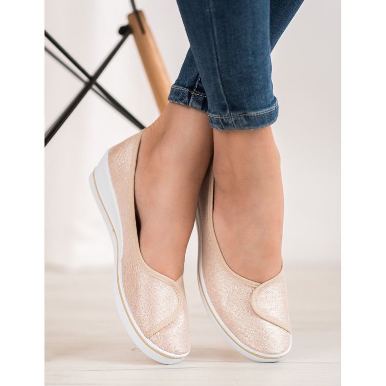 Comer Ballerinas mit Glitzer braun gelb 1