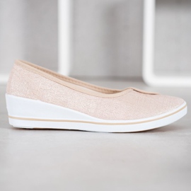 Comer Ballerinas mit Glitzer braun gelb 2