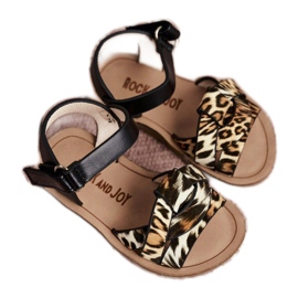 FRROCK Kindersandalen mit Klettverschluss Panterka Mimi braun schwarz orange 3