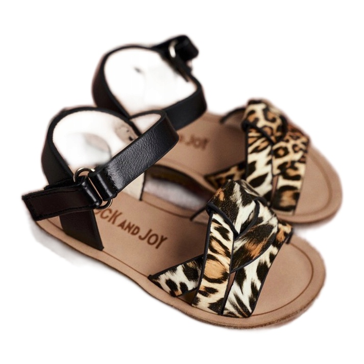 FRROCK Kindersandalen mit Klettverschluss Panterka Mimi braun schwarz orange 2