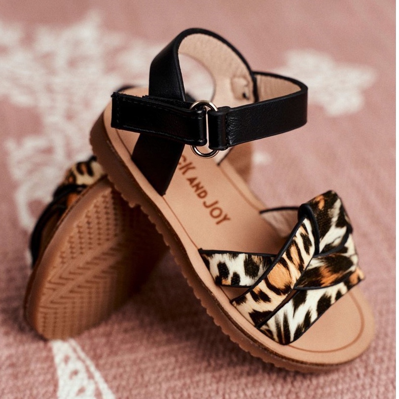 FRROCK Kindersandalen mit Klettverschluss Panterka Mimi braun schwarz orange 4