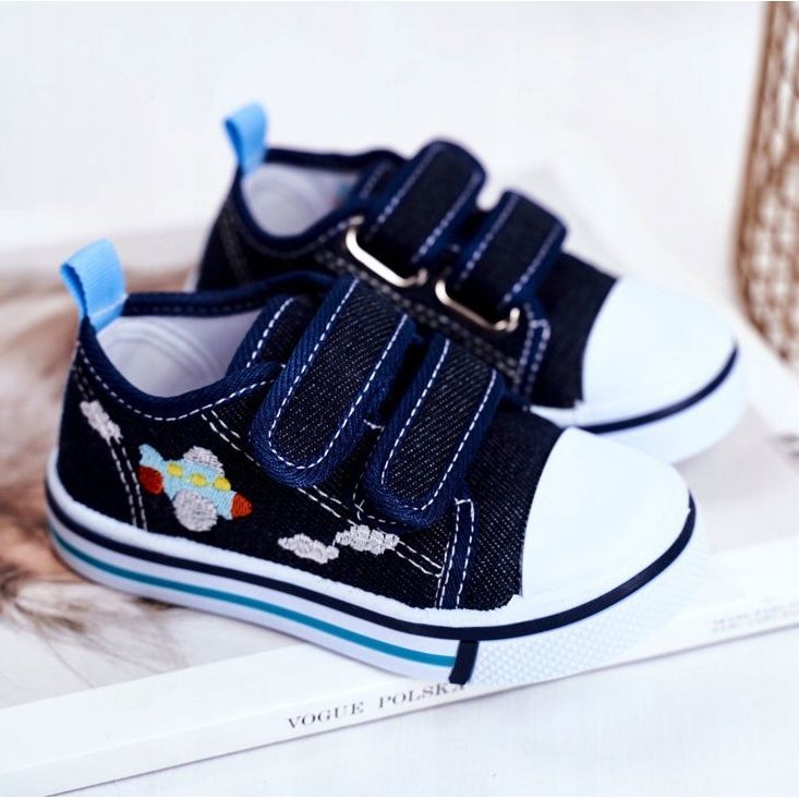 PL1 Marineblaue Nimalo Kindersneaker mit Klettverschluss 2
