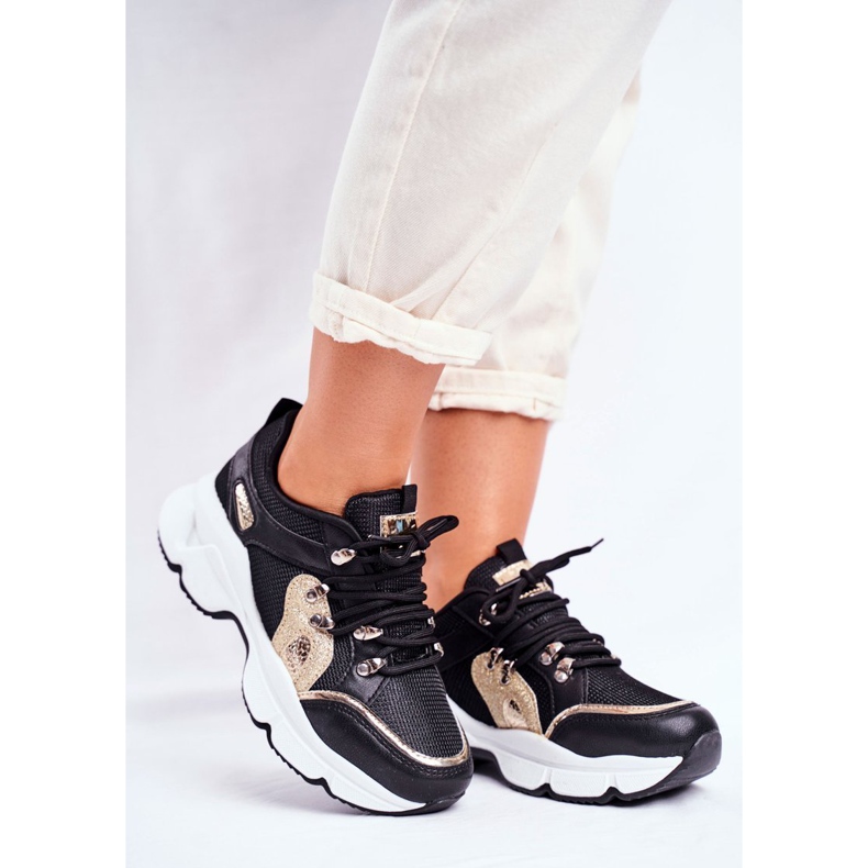 SEA Damen Sportschuhe Schwarz Gold Peking gelb 1