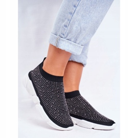 PS1 Damen Sport Slip-On Schuhe Schwarz mit Cubic Zirkonia Milodin 1