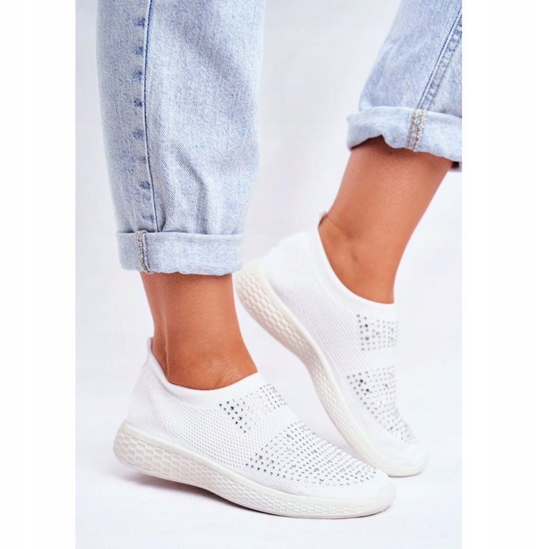 PS1 Damen Sport Slipper Weiß mit Sidonim Cubic Zirkonia 2