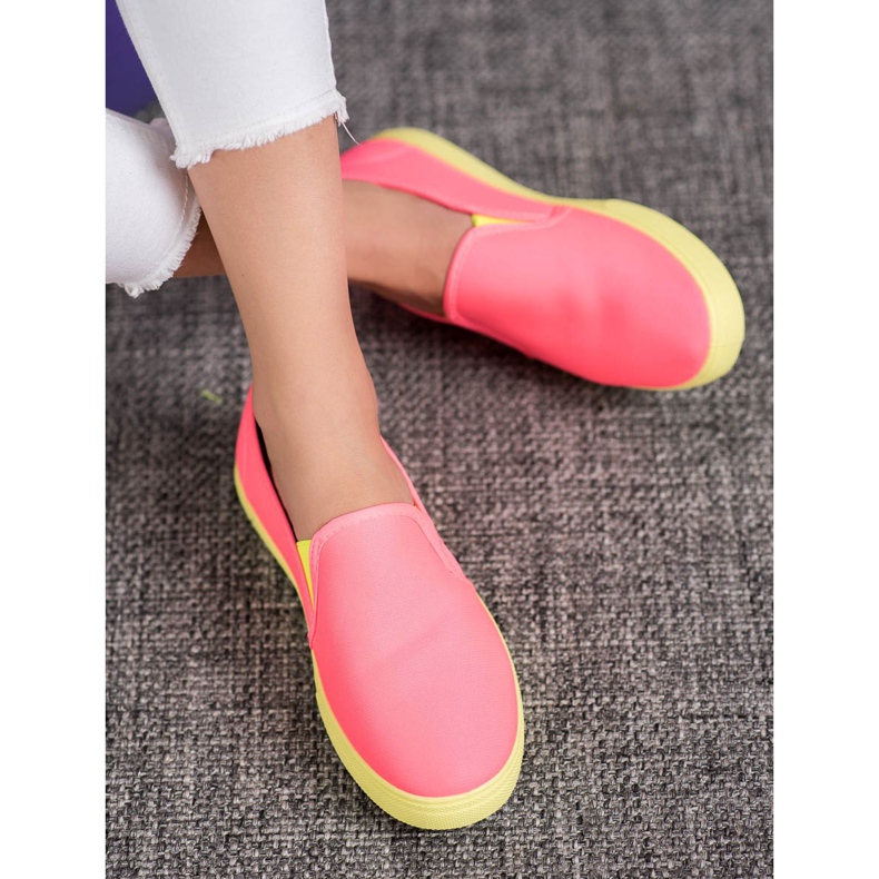 Bona Slipons mit Neon-Sohle rosa 1
