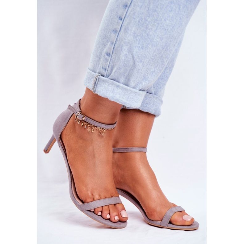 PS1 Damen Sandalen mit hohem Absatz Klassisch Grau Mintore 1