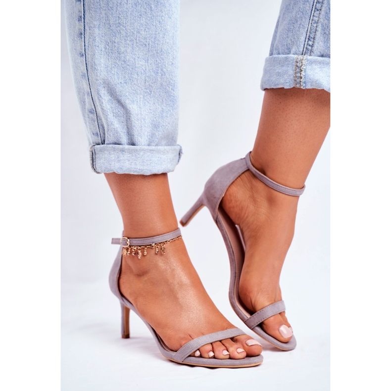 PS1 Damen Sandalen mit hohem Absatz Klassisch Grau Mintore 2