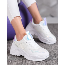 SHELOVET Turnschuhe aus Öko-Leder weiß grau 2