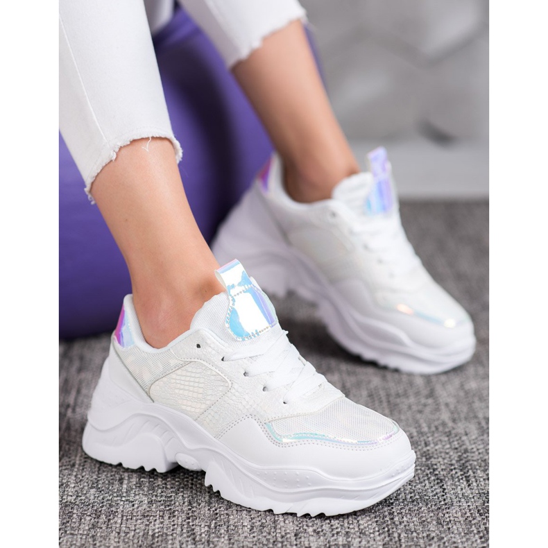 SHELOVET Turnschuhe aus Öko-Leder weiß grau 2