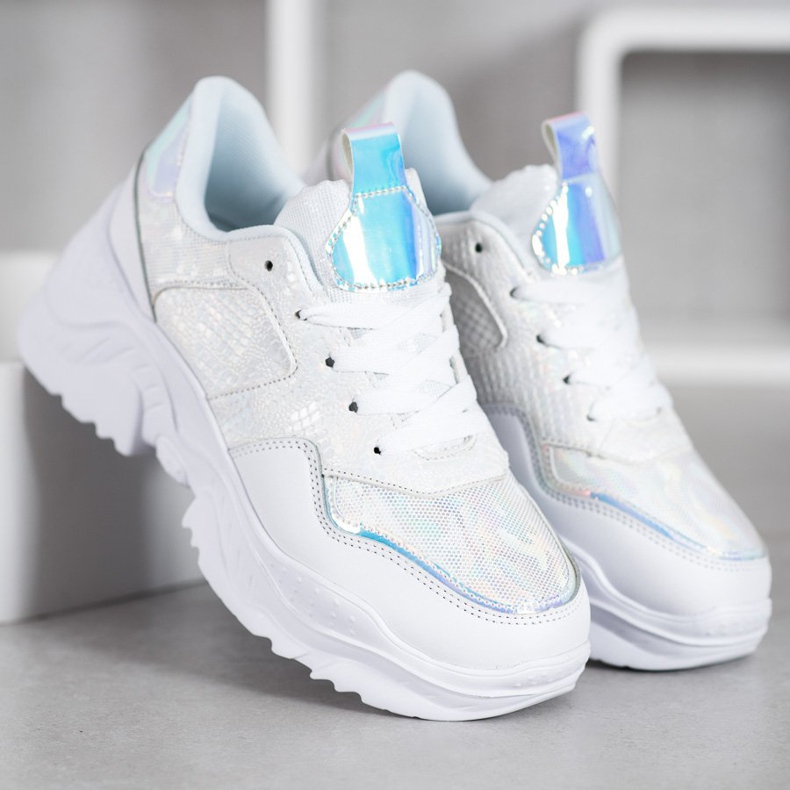 SHELOVET Turnschuhe aus Öko-Leder weiß grau 1