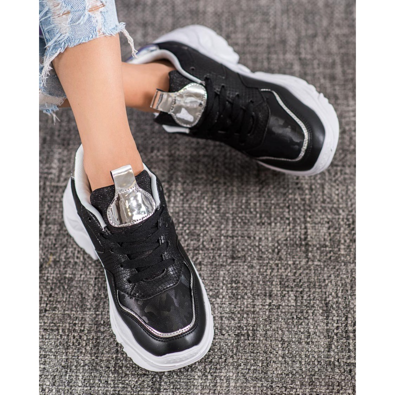 SHELOVET Turnschuhe aus Öko-Leder schwarz grau 1