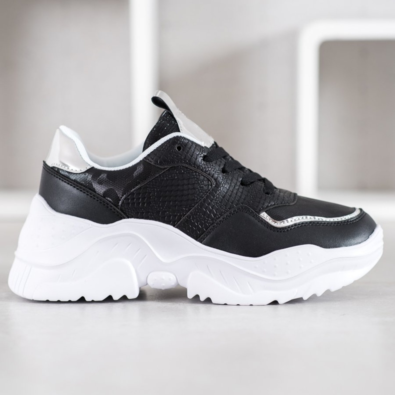 SHELOVET Turnschuhe aus Öko-Leder schwarz grau 2