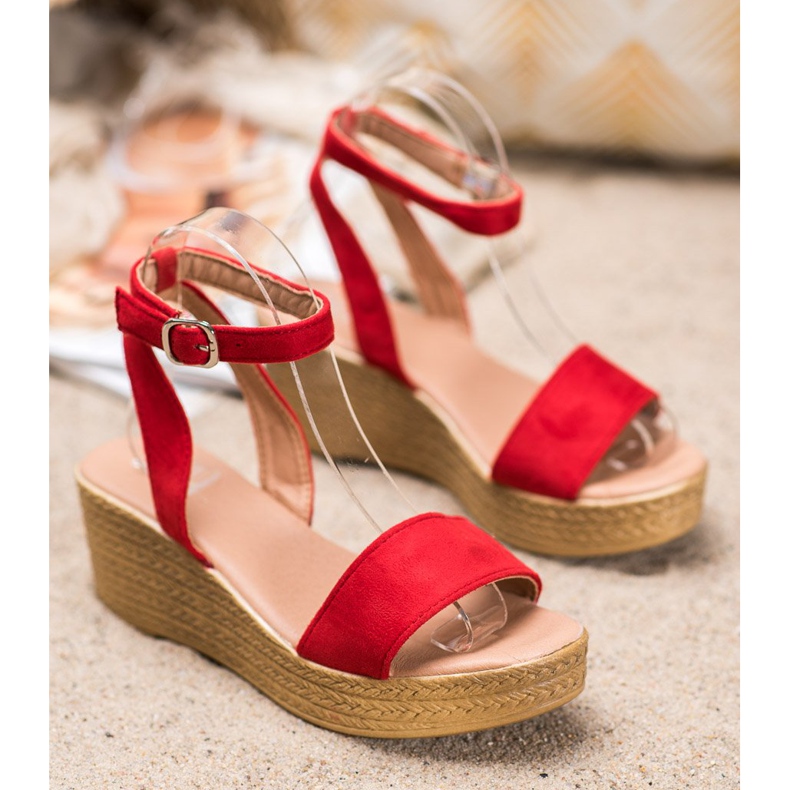 Renda Leichte Keilsandalen rot 1