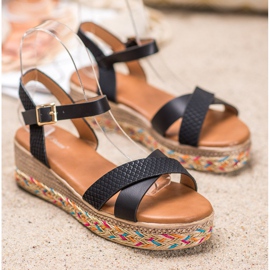 Small Swan Modische Sandalen mit Öko-Leder schwarz 2