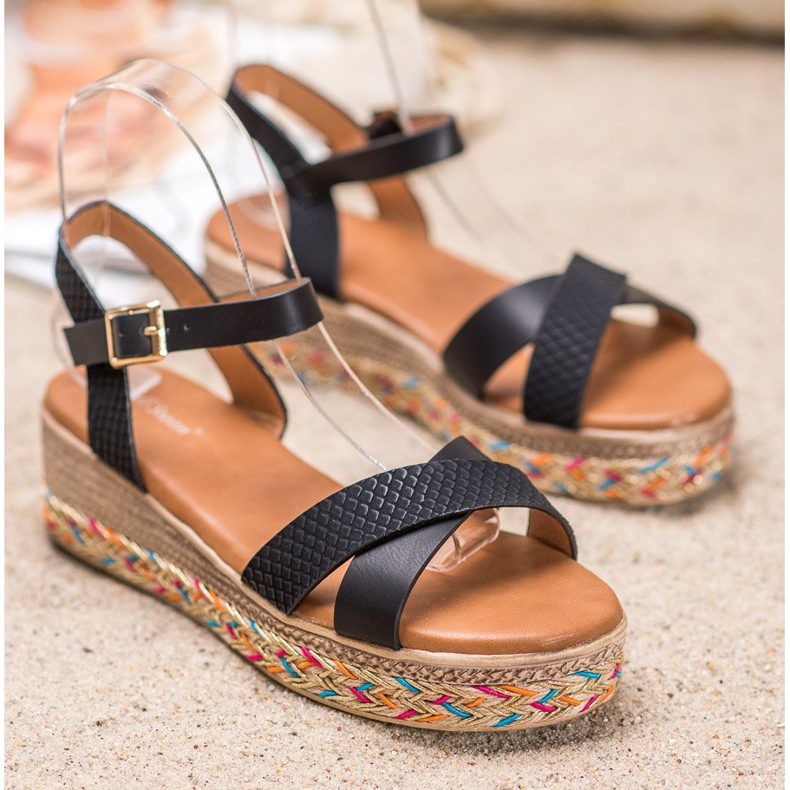 Small Swan Modische Sandalen mit Öko-Leder schwarz 2