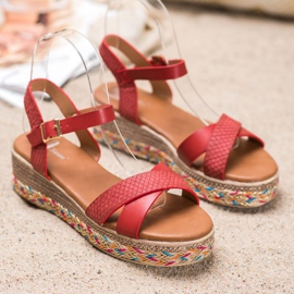 Small Swan Modische Sandalen mit Öko-Leder rot 2