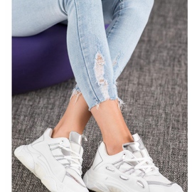 SHELOVET Weiße Sneakers aus Öko-Leder grau 1