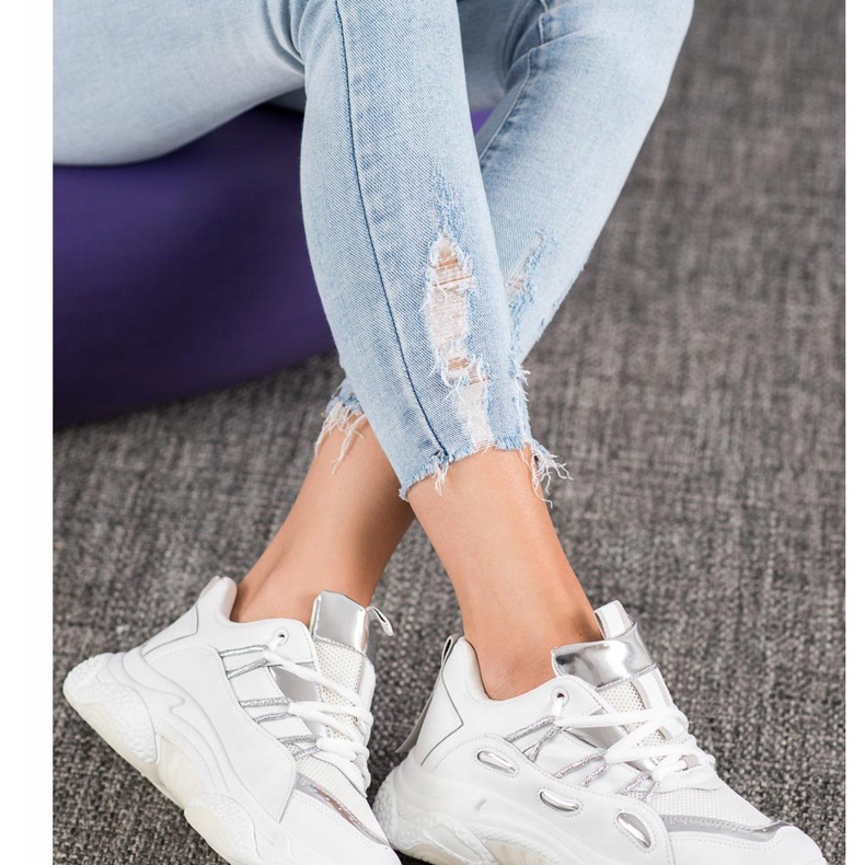 SHELOVET Weiße Sneakers aus Öko-Leder grau 1