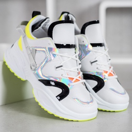 Weide Mode-Turnschuhe weiß schwarz grau gelb 1