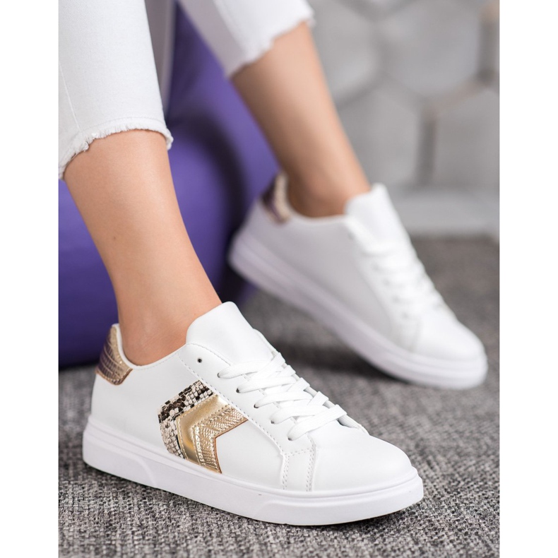 SHELOVET Modische Schuhe aus Öko-Leder weiß gelb 2