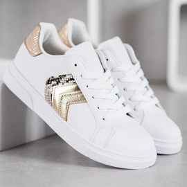 SHELOVET Modische Schuhe aus Öko-Leder weiß gelb 1