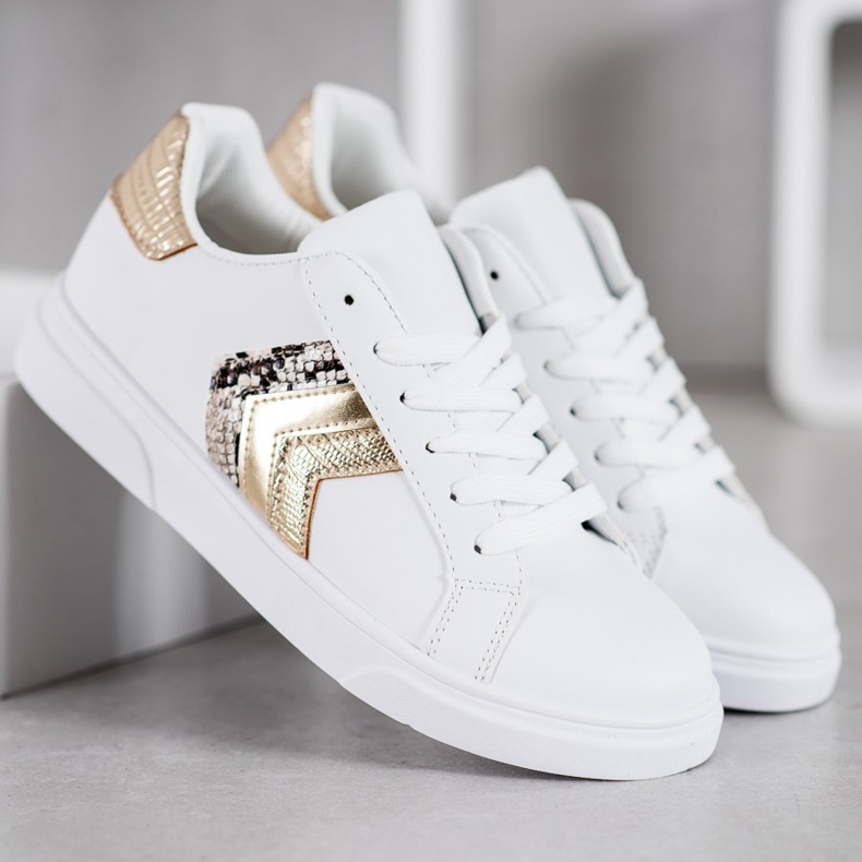 SHELOVET Modische Schuhe aus Öko-Leder weiß gelb 1