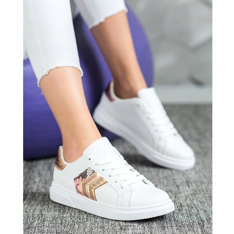 SHELOVET Modische Schuhe aus Öko-Leder weiß gelb 2