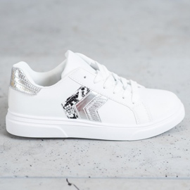 SHELOVET Modische Schuhe aus Öko-Leder weiß grau 2