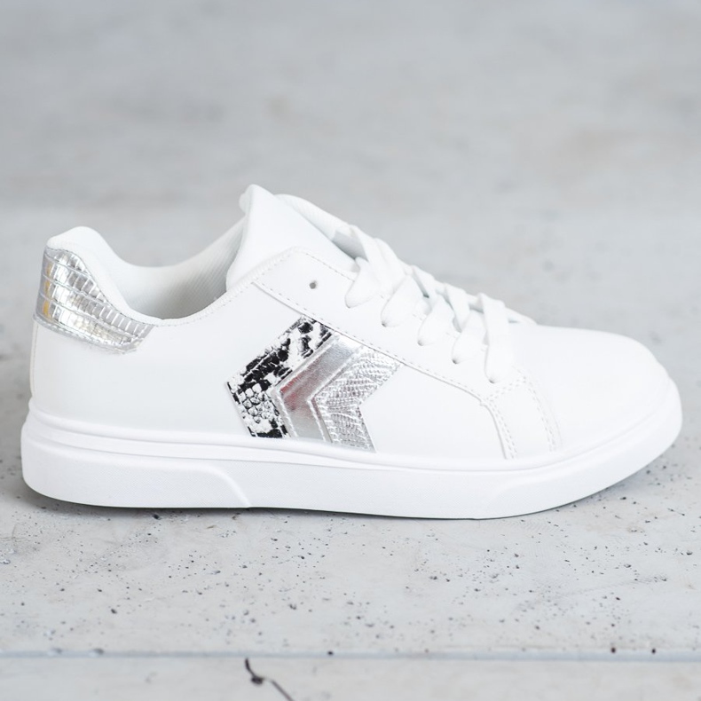 SHELOVET Modische Schuhe aus Öko-Leder weiß grau 2