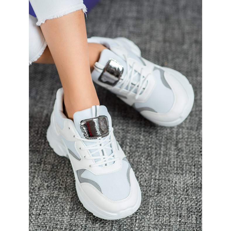 SHELOVET Stylische Sneaker weiß grau 1