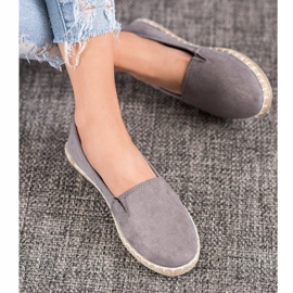 SHELOVET Graue Espadrilles mit Glitzer 2