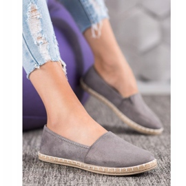 SHELOVET Graue Espadrilles mit Glitzer 1