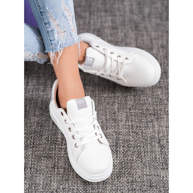 SHELOVET Sneakers mit Glitzereinsätzen weiß grau 1