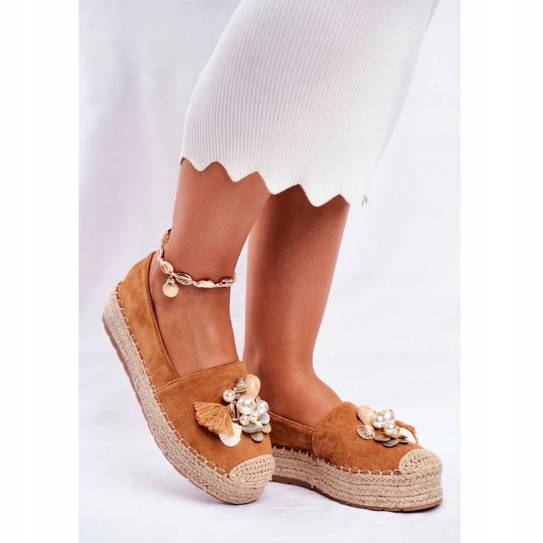 PS1 Espadrilles für Damen von The Camel Denver Linen Platform braun 1