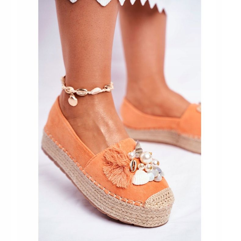PS1 Damen Espadrilles auf der Denver Orange Linen Platform 2