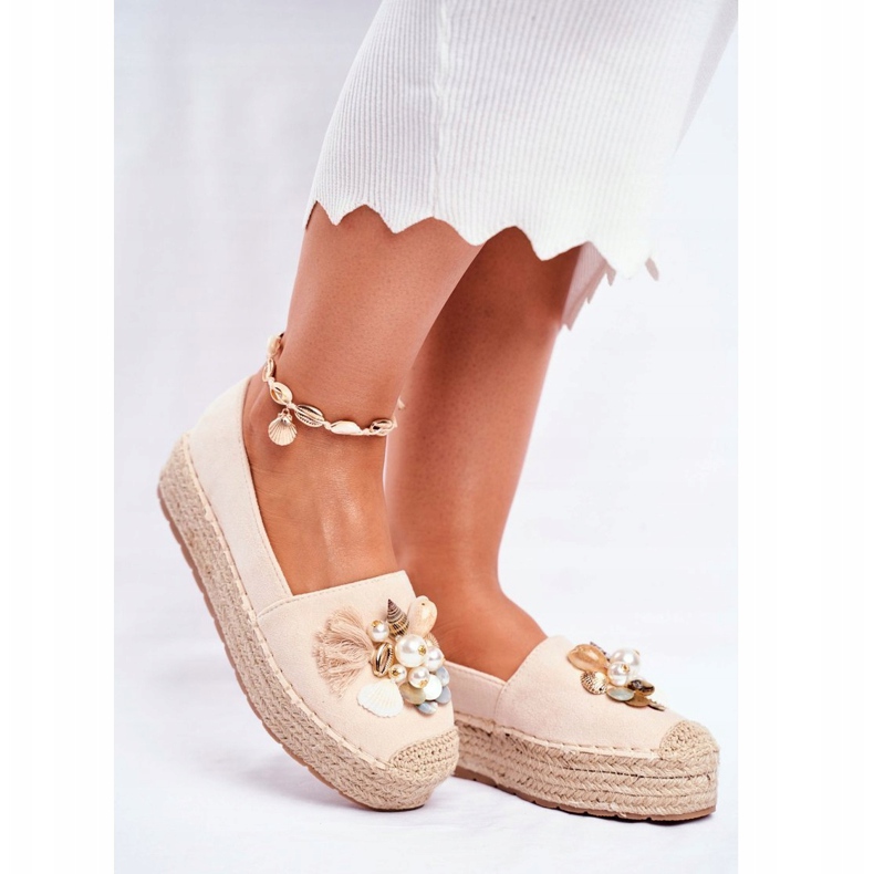 PS1 Espadrilles für Damen auf Beige Denver Linen Platform 1