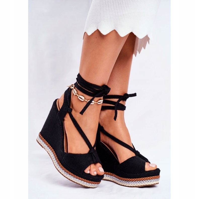 PS1 Damen Sandalen mit Keilabsatz Schwarz Sydney 1