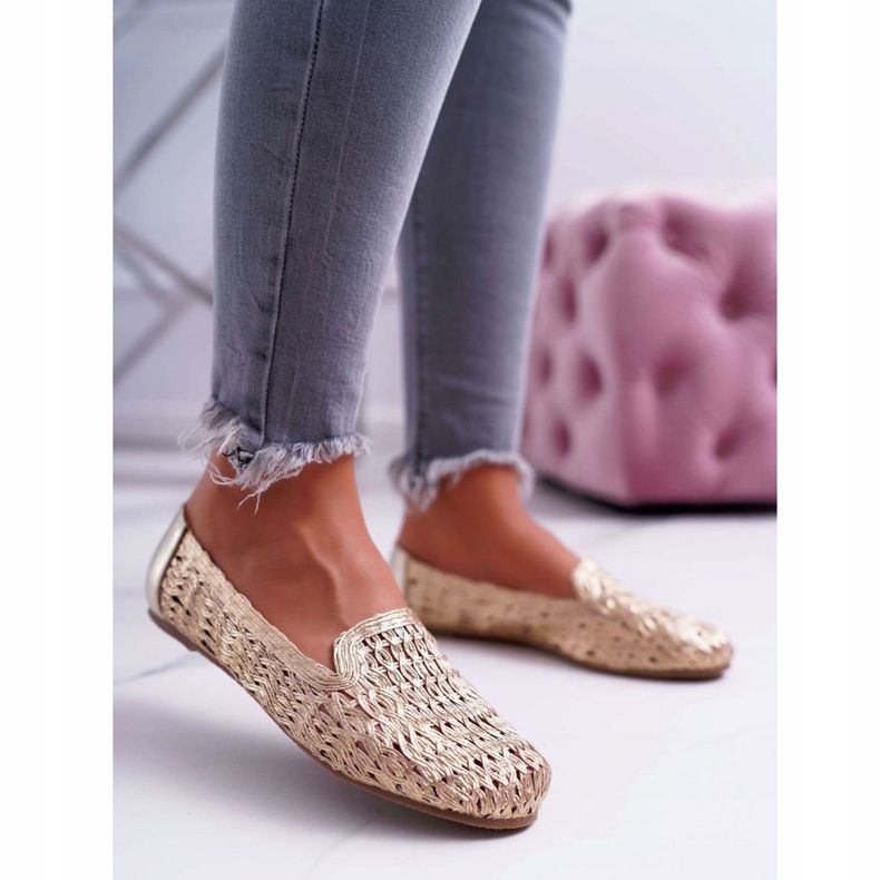 Damen Ballerinas Lu Boo geflochten Golden 4Ever 1