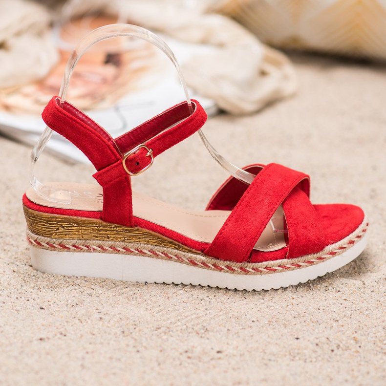 Small Swan Keilsandalen mit Glitzer rot 1