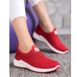 SHELOVET Rote Schuhe mit Kristallen 1