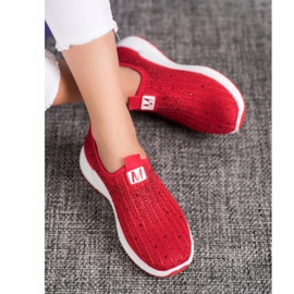 SHELOVET Rote Schuhe mit Kristallen 2