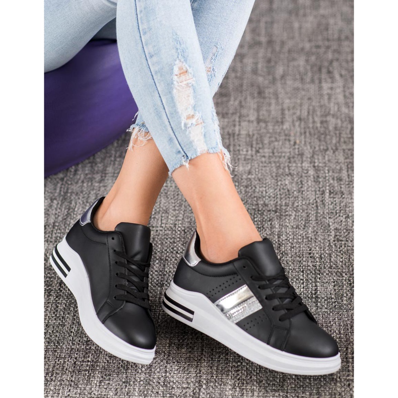 SHELOVET Turnschuhe aus Öko-Leder schwarz 2