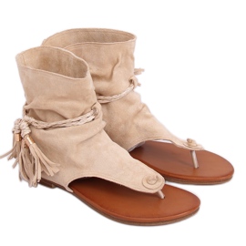 SEA Damen Sandalen Flip Flops Mit Schaft Beige SL1011 Madrit 1