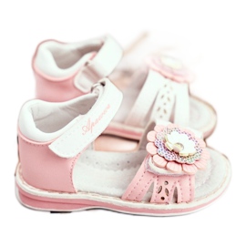 Apawwa Kindersandalen mit Klettverschluss Blume Pink Mino weiß rosa 4