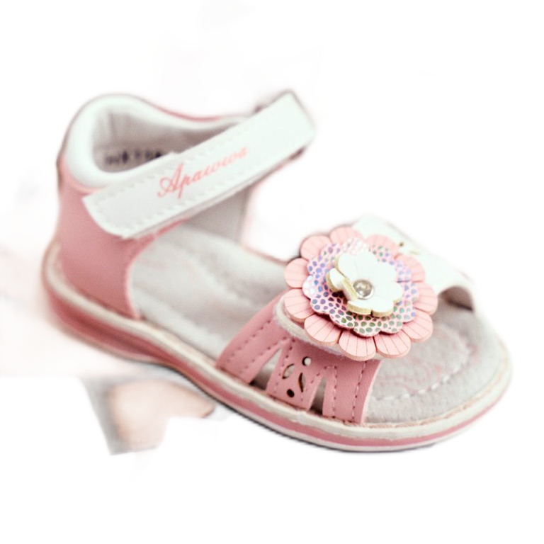 Apawwa Kindersandalen mit Klettverschluss Blume Pink Mino weiß rosa 2